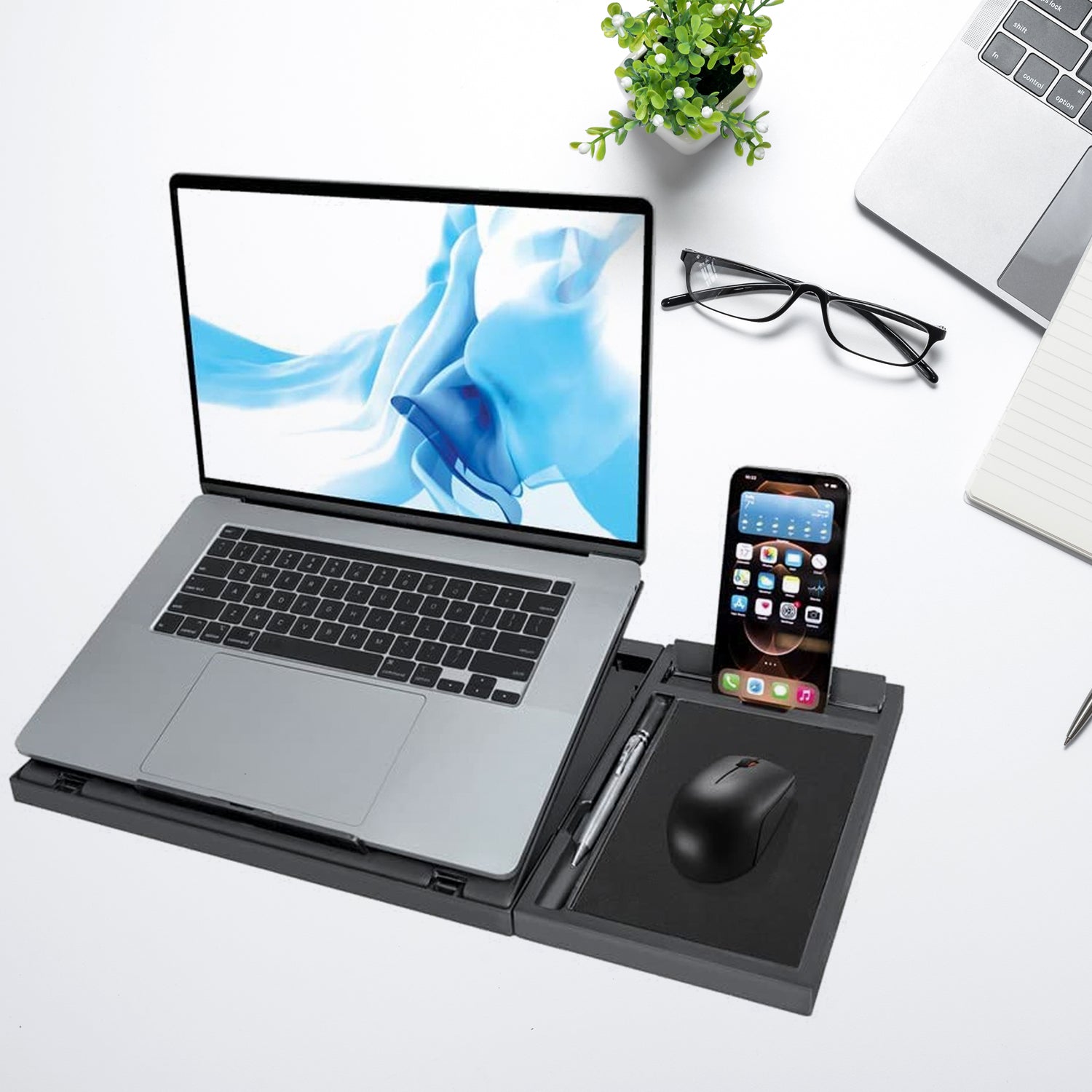 1229 Laptop Stand Suitable Portable Foldable Compatible with MacBook Notebook Tablet Tray Desk Table Book with Free Phone Stand 1229 Laptop Stand Suitable Portable Foldable Compatible with MacBook Notebook Tablet Tray Desk Table Book with Free Phone Stand